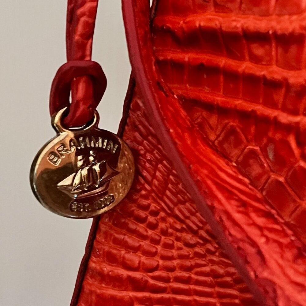 Brahmin Katie Crossbody Croc Embossed Lipstick Red Messenger Bag - Picture 6 of 12